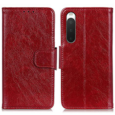 Coque Portefeuille Livre Cuir Etui Clapet N05P pour Sony Xperia 10 IV SO-52C Rouge