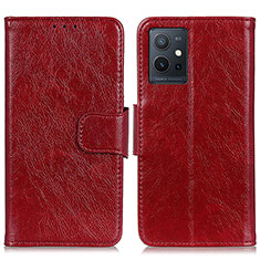 Coque Portefeuille Livre Cuir Etui Clapet N05P pour Vivo iQOO Z6 5G Rouge