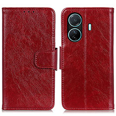 Coque Portefeuille Livre Cuir Etui Clapet N05P pour Vivo T1 5G Rouge