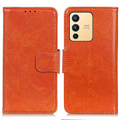 Coque Portefeuille Livre Cuir Etui Clapet N05P pour Vivo V23 5G Orange