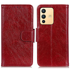 Coque Portefeuille Livre Cuir Etui Clapet N05P pour Vivo V23 5G Rouge