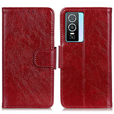 Coque Portefeuille Livre Cuir Etui Clapet N05P pour Vivo Y74s 5G Rouge