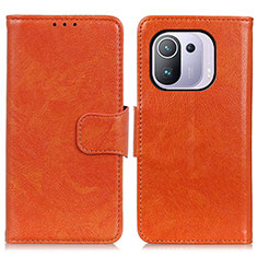 Coque Portefeuille Livre Cuir Etui Clapet N05P pour Xiaomi Mi 11 Pro 5G Orange