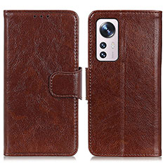 Coque Portefeuille Livre Cuir Etui Clapet N05P pour Xiaomi Mi 12S 5G Marron