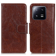 Coque Portefeuille Livre Cuir Etui Clapet N05P pour Xiaomi Mi 13 5G Marron