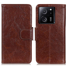 Coque Portefeuille Livre Cuir Etui Clapet N05P pour Xiaomi Mi 13T 5G Marron