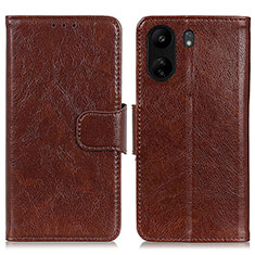 Coque Portefeuille Livre Cuir Etui Clapet N05P pour Xiaomi Poco C65 Marron