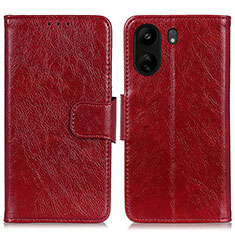 Coque Portefeuille Livre Cuir Etui Clapet N05P pour Xiaomi Poco C65 Rouge