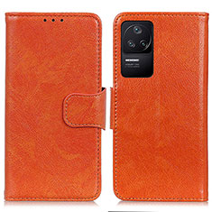 Coque Portefeuille Livre Cuir Etui Clapet N05P pour Xiaomi Poco F4 5G Orange