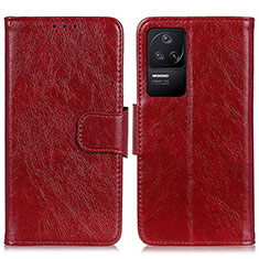 Coque Portefeuille Livre Cuir Etui Clapet N05P pour Xiaomi Poco F4 5G Rouge