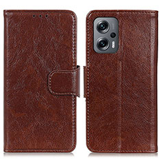 Coque Portefeuille Livre Cuir Etui Clapet N05P pour Xiaomi Poco F5 5G Marron