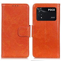 Coque Portefeuille Livre Cuir Etui Clapet N05P pour Xiaomi Poco M4 Pro 4G Orange