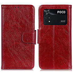 Coque Portefeuille Livre Cuir Etui Clapet N05P pour Xiaomi Poco M4 Pro 4G Rouge