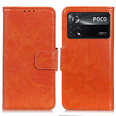 Coque Portefeuille Livre Cuir Etui Clapet N05P pour Xiaomi Poco X4 Pro 5G Orange