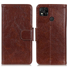 Coque Portefeuille Livre Cuir Etui Clapet N05P pour Xiaomi Redmi 9C Marron