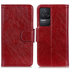 Coque Portefeuille Livre Cuir Etui Clapet N05P pour Xiaomi Redmi K50 5G Rouge