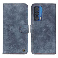 Coque Portefeuille Livre Cuir Etui Clapet N06P pour Motorola Moto Edge (2021) 5G Bleu