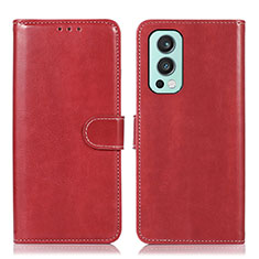 Coque Portefeuille Livre Cuir Etui Clapet N06P pour OnePlus Nord 2 5G Rouge