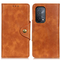 Coque Portefeuille Livre Cuir Etui Clapet N06P pour Oppo A74 5G Marron