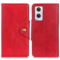 Coque Portefeuille Livre Cuir Etui Clapet N06P pour Oppo A96 5G Rouge