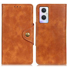 Coque Portefeuille Livre Cuir Etui Clapet N06P pour Oppo F21 Pro 5G Marron