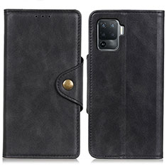 Coque Portefeuille Livre Cuir Etui Clapet N06P pour Oppo Reno5 F Noir