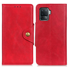 Coque Portefeuille Livre Cuir Etui Clapet N06P pour Oppo Reno5 F Rouge