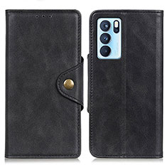 Coque Portefeuille Livre Cuir Etui Clapet N06P pour Oppo Reno6 Pro 5G India Noir