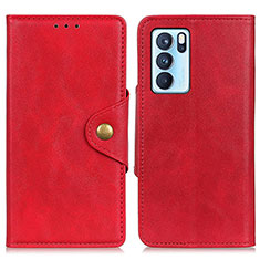 Coque Portefeuille Livre Cuir Etui Clapet N06P pour Oppo Reno6 Pro 5G India Rouge