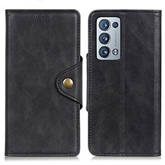 Coque Portefeuille Livre Cuir Etui Clapet N06P pour Oppo Reno6 Pro+ Plus 5G Noir