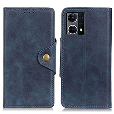 Coque Portefeuille Livre Cuir Etui Clapet N06P pour Oppo Reno7 4G Bleu