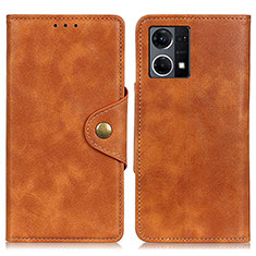 Coque Portefeuille Livre Cuir Etui Clapet N06P pour Oppo Reno7 4G Marron