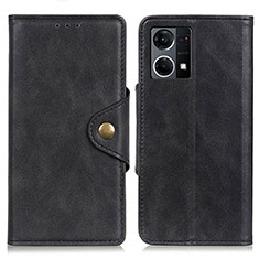 Coque Portefeuille Livre Cuir Etui Clapet N06P pour Oppo Reno7 4G Noir