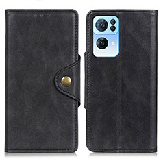 Coque Portefeuille Livre Cuir Etui Clapet N06P pour Oppo Reno7 Pro 5G Noir