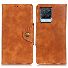 Coque Portefeuille Livre Cuir Etui Clapet N06P pour Realme 8 4G Marron