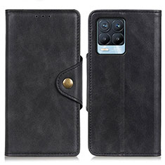 Coque Portefeuille Livre Cuir Etui Clapet N06P pour Realme 8 4G Noir