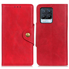 Coque Portefeuille Livre Cuir Etui Clapet N06P pour Realme 8 4G Rouge