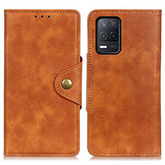 Coque Portefeuille Livre Cuir Etui Clapet N06P pour Realme 8 5G Marron