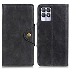 Coque Portefeuille Livre Cuir Etui Clapet N06P pour Realme 8i Noir