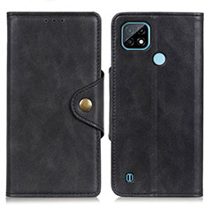 Coque Portefeuille Livre Cuir Etui Clapet N06P pour Realme C21 Noir