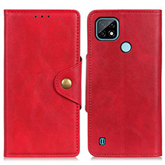 Coque Portefeuille Livre Cuir Etui Clapet N06P pour Realme C21 Rouge