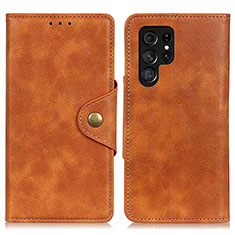 Coque Portefeuille Livre Cuir Etui Clapet N06P pour Samsung Galaxy S21 Ultra 5G Marron