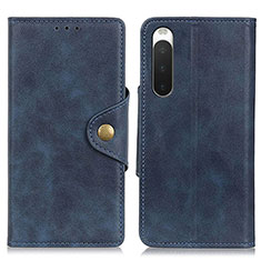 Coque Portefeuille Livre Cuir Etui Clapet N06P pour Sony Xperia 10 IV Bleu