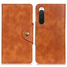 Coque Portefeuille Livre Cuir Etui Clapet N06P pour Sony Xperia 10 IV SO-52C Marron