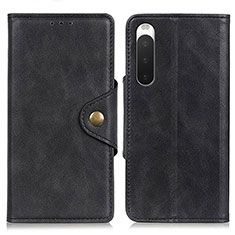 Coque Portefeuille Livre Cuir Etui Clapet N06P pour Sony Xperia 10 IV SO-52C Noir