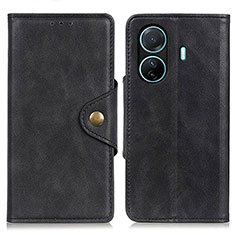 Coque Portefeuille Livre Cuir Etui Clapet N06P pour Vivo iQOO Z6 Pro 5G Noir