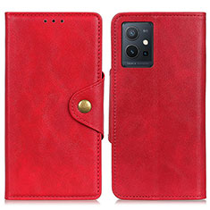 Coque Portefeuille Livre Cuir Etui Clapet N06P pour Vivo T1 5G India Rouge