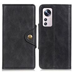 Coque Portefeuille Livre Cuir Etui Clapet N06P pour Xiaomi Mi 12 5G Noir