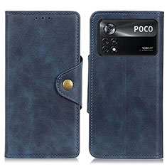 Coque Portefeuille Livre Cuir Etui Clapet N06P pour Xiaomi Poco X4 Pro 5G Bleu