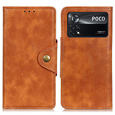 Coque Portefeuille Livre Cuir Etui Clapet N06P pour Xiaomi Poco X4 Pro 5G Marron